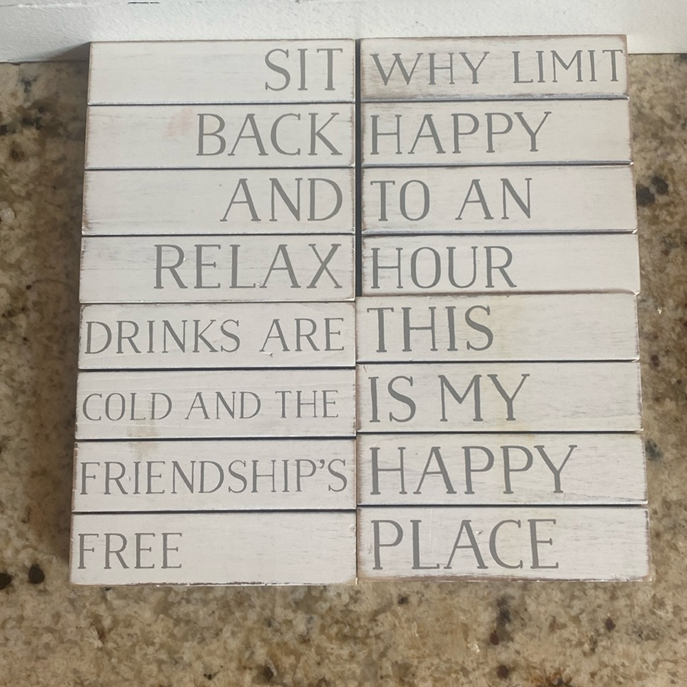 Distressed white wood pallet coasters